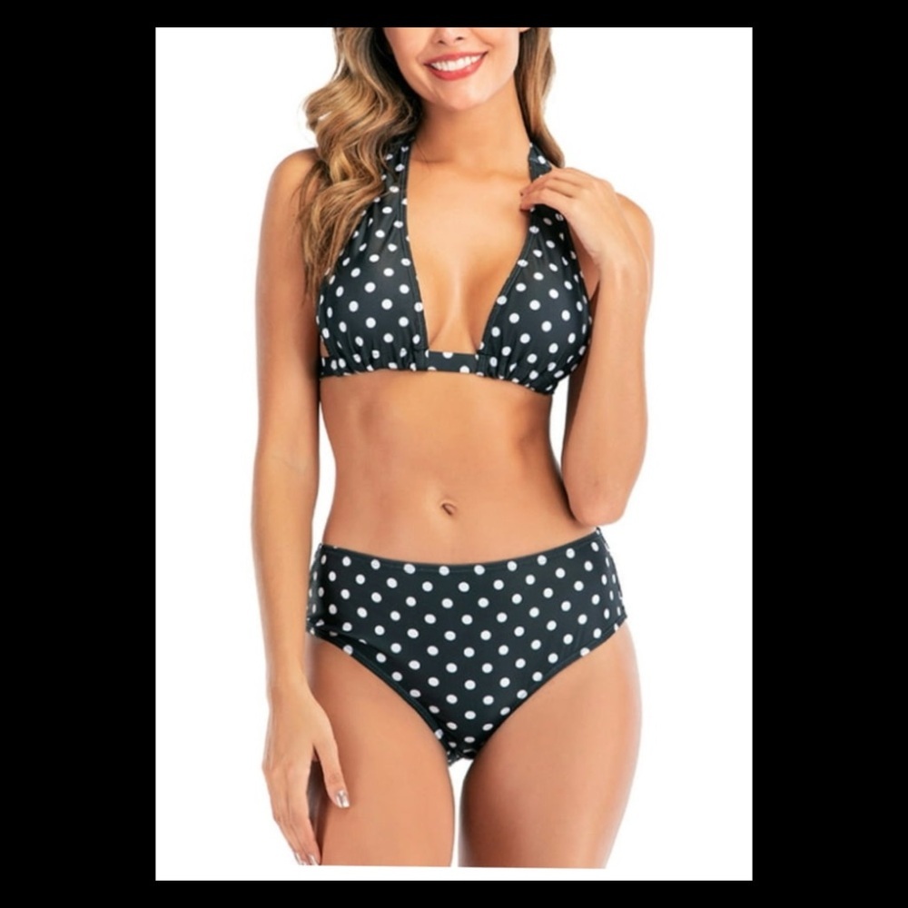 Polka dots two piece swimsuit.